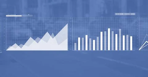 Image of digital data processing over office Stock Illustration