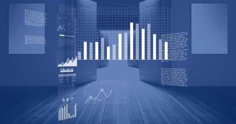 Image of digital data processing over office Stock Illustration