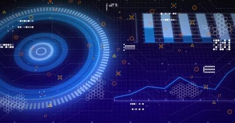 Image of digital data processing over scopes 스톡 일러스트