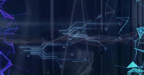 Image of digital data processing over computer circuit board Stock Illustration