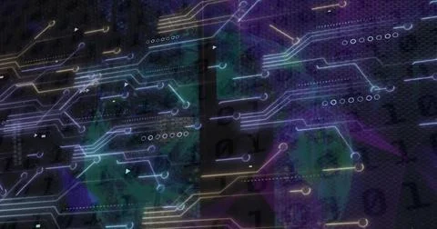 Image of digital data processing over computer circuit board Stockillustratie