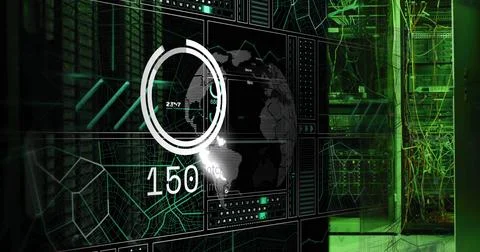 Image of digital data processing over computer servers Stockillustratie