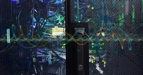 Image of digital data processing over computer servers Stockillustratie