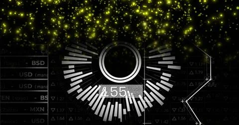 Image of digital data processing over black background 스톡 일러스트