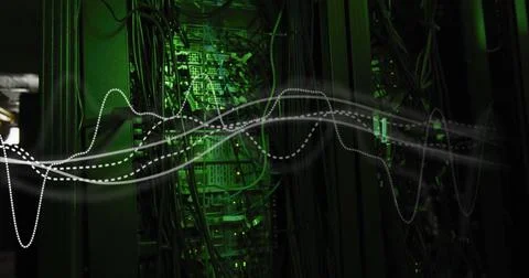 Image of digital data processing over computer servers Stock Illustration