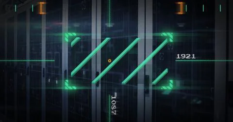 Image of digital data processing over computer servers Stock Illustration