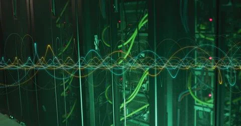 Image of digital data processing over computer servers イラスト素材