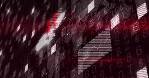 Image of digital data processing over black background Stockillustratie