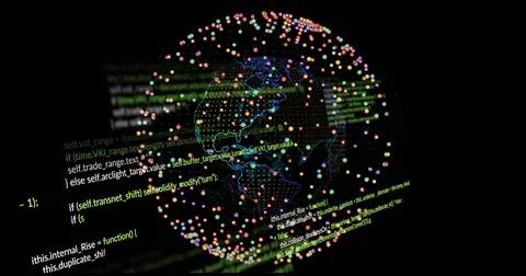 Image of digital data processing over globe 스톡 일러스트