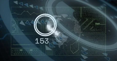 Image of digital data processing over black background 스톡 일러스트