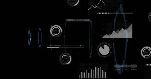 Image of digital data processing over black background イラスト素材