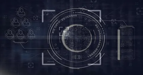 Image of digital data processing over dark background 스톡 일러스트