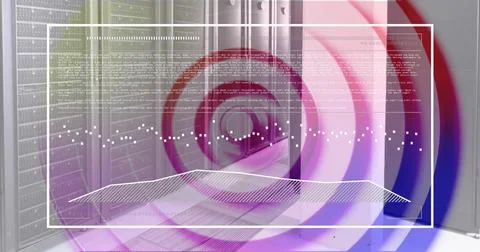 Image of digital data processing over computer servers Stock Illustration