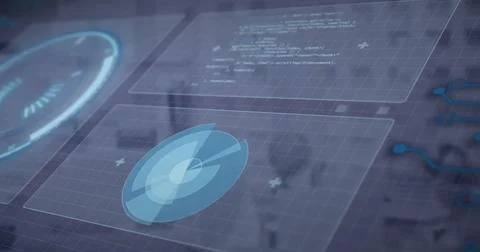 Image of digital data processing over computer server Illustrazione stock