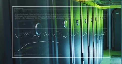 Image of digital data processing over computer servers Stock Illustration
