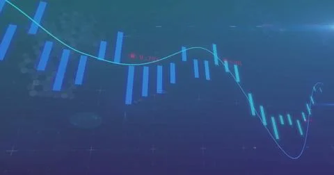 Image of digital data processing over blue background 스톡 일러스트