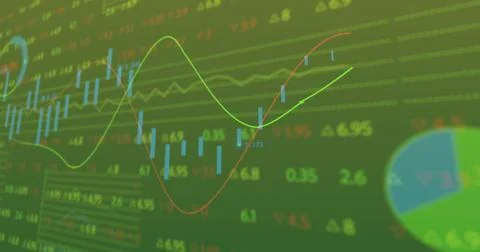 Image of digital data processing over green background 스톡 일러스트