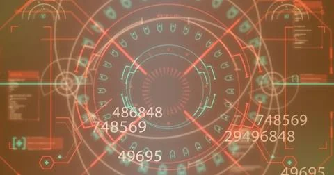 Image of digital data processing over scope scanning Illustrazione stock