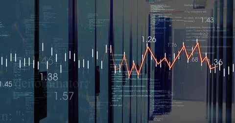 Image of digital data processing over computer servers Stock Illustration