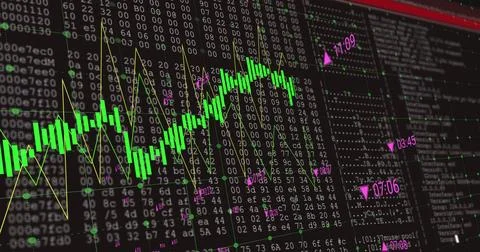 Image of digital data processing over screen Illustrazione stock