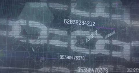 Image of digital data processing over chains Foto stock