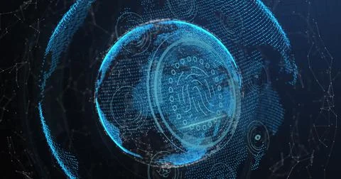 Image of digital data processing over globe Foto stock