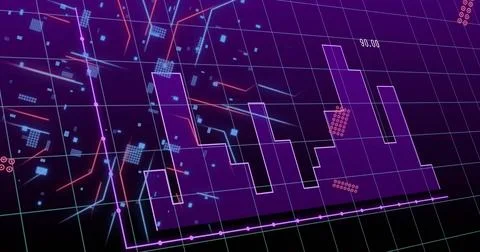 Image of digital data processing over circuit board on black background Stock Photos