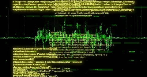 Image of digital data processing over black background Foto stock