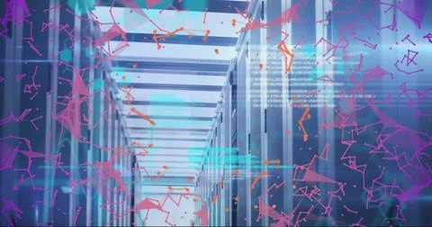 Image of digital data processing over computer servers Foto stock