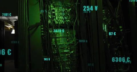 Image of digital data processing over computer servers Stock Photos
