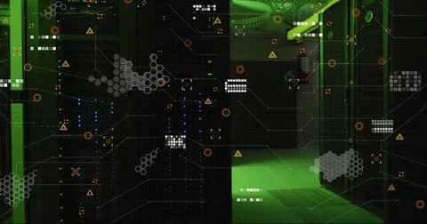 Image of digital data processing over computer servers Foto stock