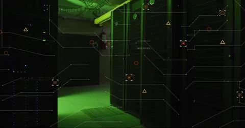 Image of digital data processing over computer servers 스톡 사진