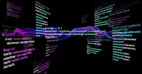 Image of digital data processing over mesh of connections on black background Stock Photos