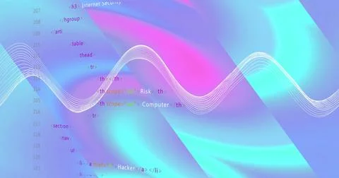 Image of digital data processing over mesh of connections on blue background Foto stock