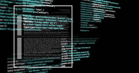 Image of digital data processing over black background Stock Photos