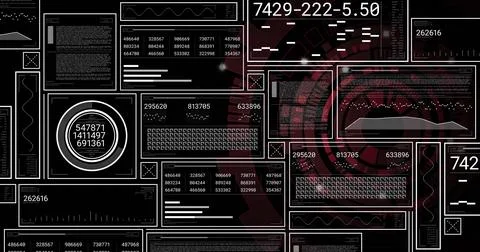 Image of digital data processing over black background Foto stock