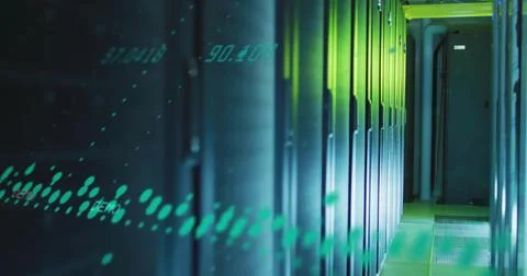 Image of digital data processing over computer servers Foto stock