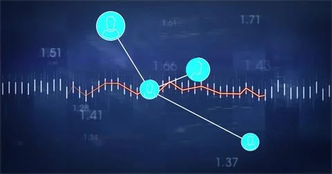 Image of digital data processing over network of connections Stockfoto's