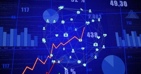 Image of digital data processing over globe with network of connections Stock Photos