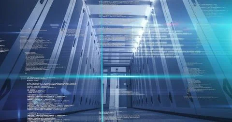 Image of digital data processing over computer servers Foto stock