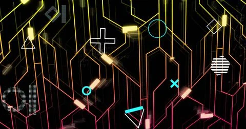 Image of digital data processing over computer circuit board Stock Photos