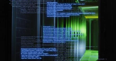 Image of digital data processing over computer servers Stock Photos