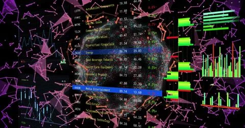 Image of digital data processing over network of connections and globe Foto stock