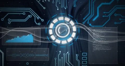 Image of digital data processing over network of connections and scope scanning 스톡 사진