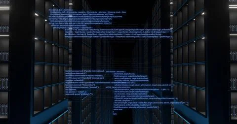 Image of digital data processing over black background 스톡 사진