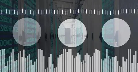 Image of digital data processing over computer servers Stock Photos