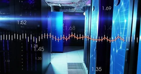 Image of digital data processing over computer servers Stock Photos