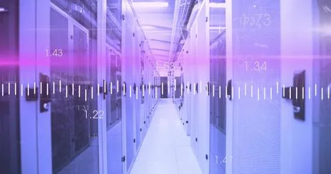 Image of digital data processing over computer servers 写真素材