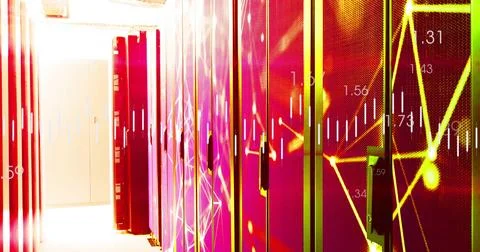 Image of digital data processing over computer servers Stock Photos