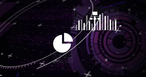 Image of digital data processing over scope scanning Stock Photos